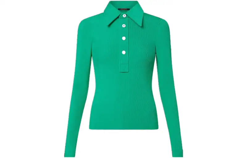 LOUIS VUITTON New Quarterly Products Of LV Polo Shirts Women's Green Polo Collar Straight Fit