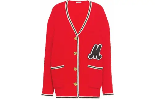 MIU MIU Bouclé V Neck Cardigan