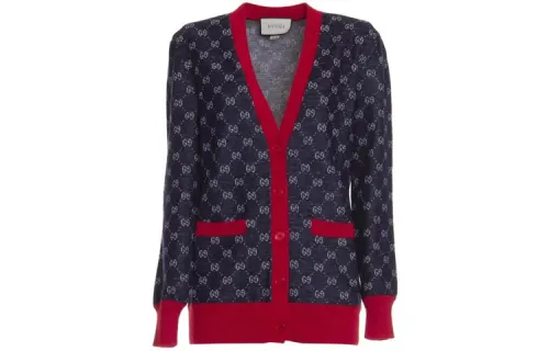 GUCCI Knitwear Women's Black V Neck Moderate Cardigan