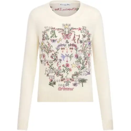 DIOR Sweaters Women's Beige Crew Neck Moderate Other
