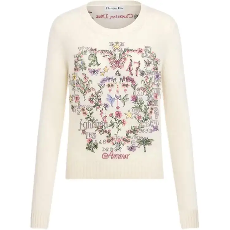 DIOR Sweaters Women's Beige Crew Neck Moderate Other