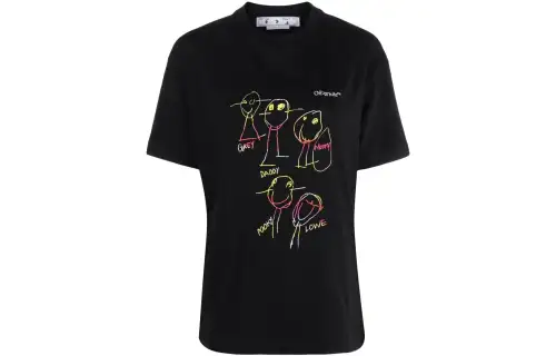 OFF WHITE T Shirts Women's Black Crew Neck Moderate Straight Fit