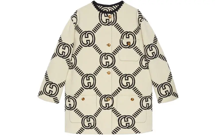 GUCCI Knitwear Women's Beige Crew Neck Moderate Cardigan