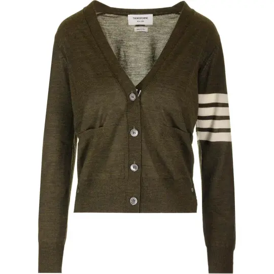 THOM BROWNE 4 Bar V-Neck Knit Cardigan