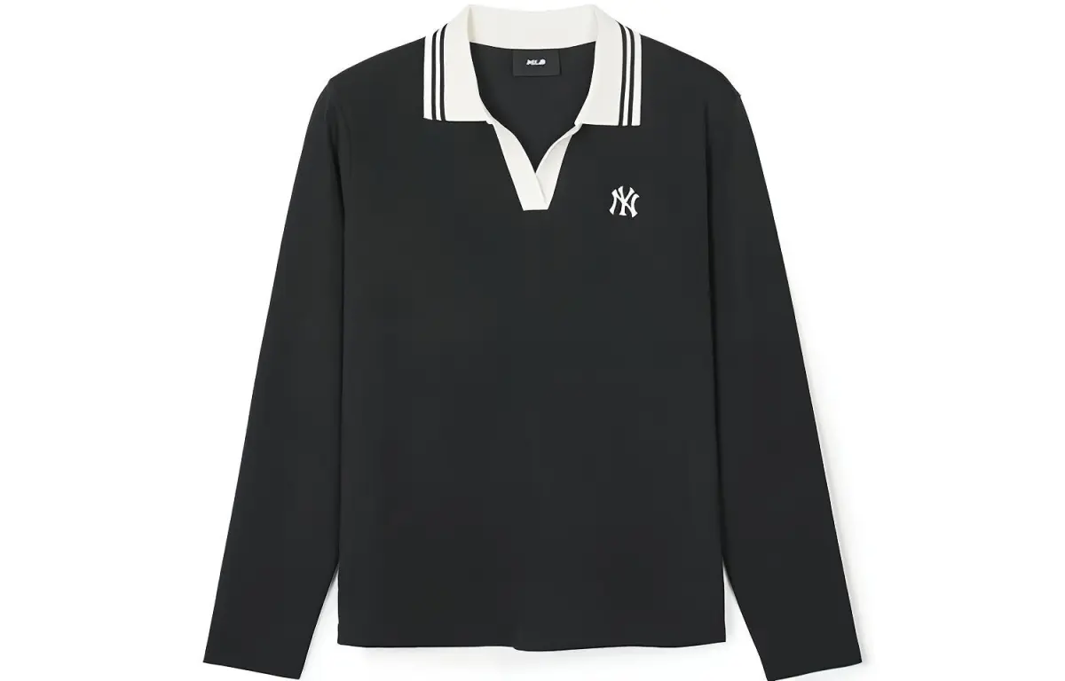MLB New York Yankees T-Shirts Women's Black Lapel Moderate Straight Fit