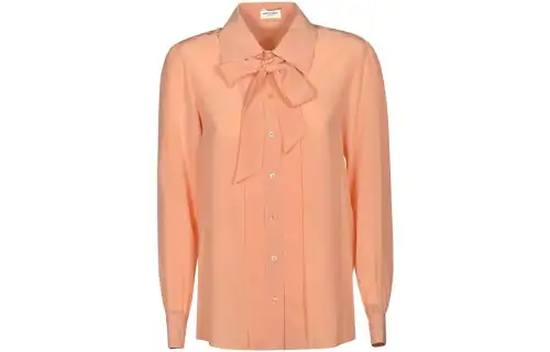 SAINT LAURENT Bow Detailed Long Sleeved Blouse
