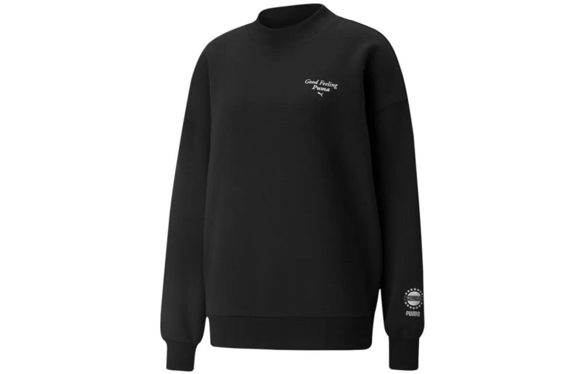 PUMA Sweatshirts Women's Black Crew Neck Moderate Regular