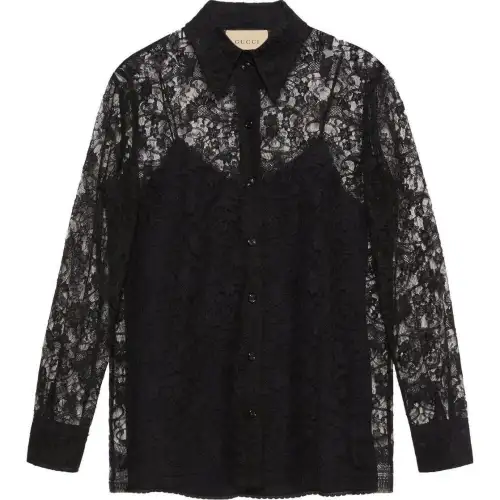 GUCCI Lace Patterned Blouse Black