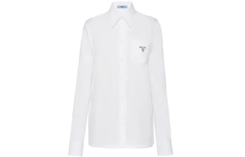 PRADA Shirts Women's White Pointed Collar Moderate Other