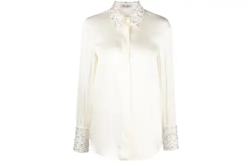 MIU MIU Shirts Women's Ecru Lapel Moderate Other