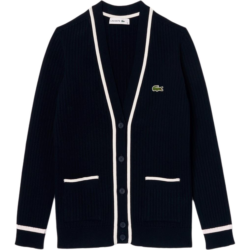 Женский кардиган LACOSTE на пуговицах (темно-синий)