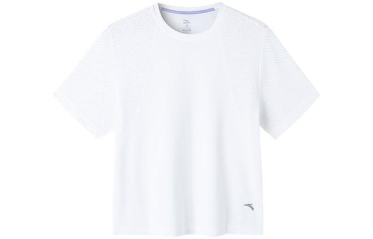ANTA Running Collection Running T Shirts Women's White Crew Neck Moderate Straight Fit