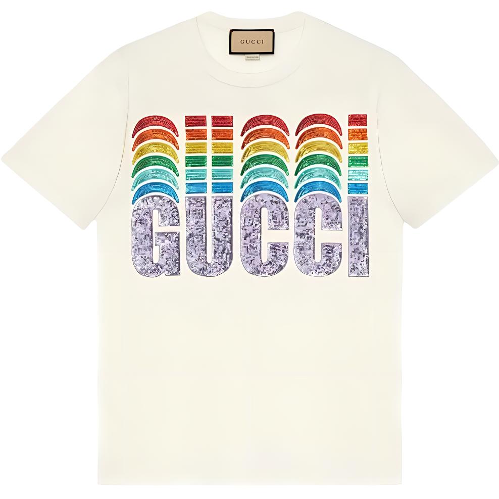 Женская футболка Gucci (бежевая)