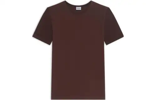 Balenciaga T Shirts Women's Dark Brown Crew Neck Moderate Straight Fit