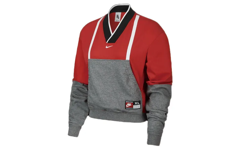 Nike ISPA Sweatshirts Women's Red V-neck Moderate Straight Fit