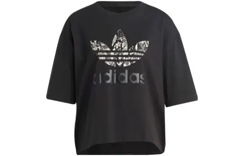 Adidas Originals T Shirts Women's Black Crew Neck Moderate Straight Fit