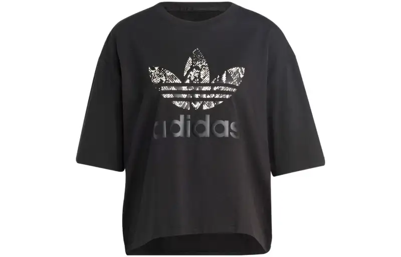 Adidas Originals T Shirts Women's Black Crew Neck Moderate Straight Fit