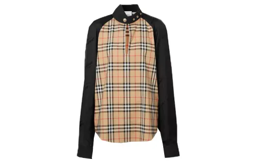 Burberry Shirts Women's Black Stand Collar Moderate Shirt