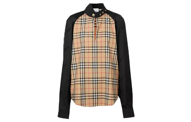 Burberry Shirts Women's Black Stand Collar Moderate Shirt