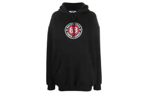 Balenciaga Sweatshirts Women's Black Hooded Moderate Regular