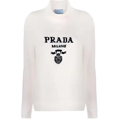 PRADA Cashmere Sweaters Women's White Turtleneck Moderate