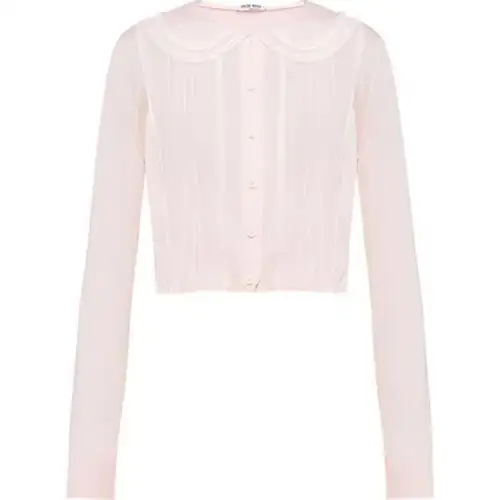 MIU MIU Cashmere Sweaters Women's Pink Crew Neck Moderate