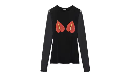 LOEWE Anthurium Semi Sheer Mesh Top Black/Red