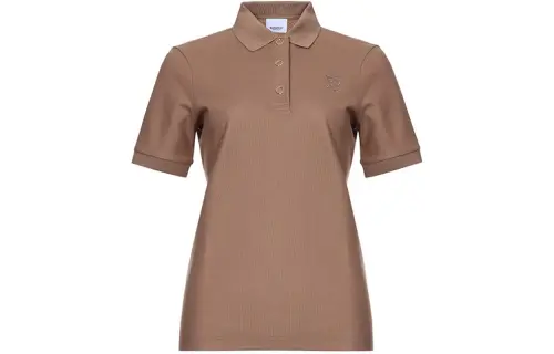 Burberry Women'ss Monogram Motif Pique Cotton Polo Shirt Camel