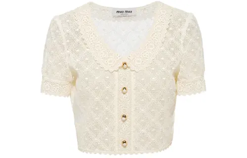 MIU MIU Shirts Women's White Crew Neck Moderate Other