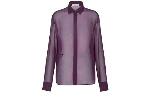 DIOR Quarterly New Products Shirts Women's Purple Lapel Moderate Shirt