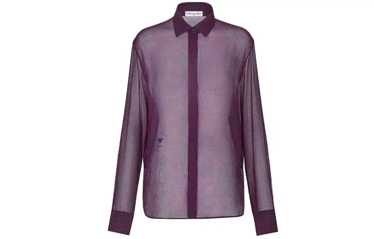 DIOR Quarterly New Products Shirts Women's Purple Lapel Moderate Shirt