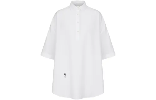 DIOR Quarterly New Products Shirts Women's White Square Collar Moderate Shirt
