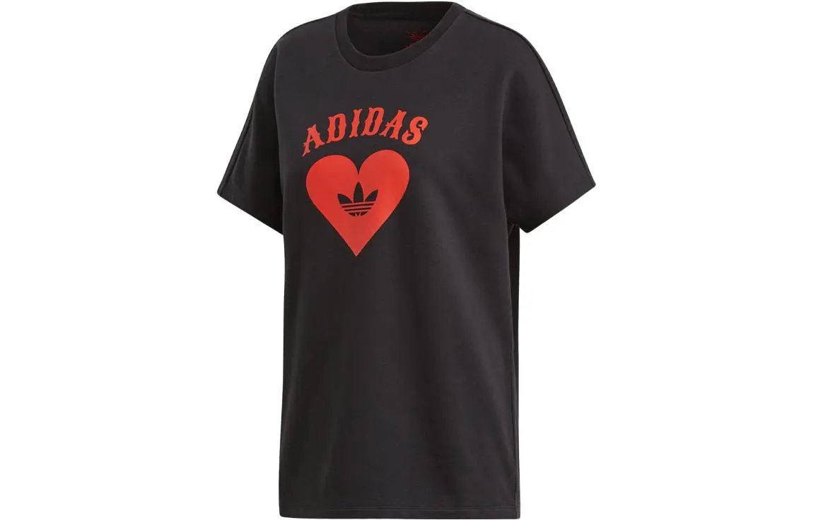 Adidas Originals T-Shirts Women's Black Crew Neck Moderate Straight Fit