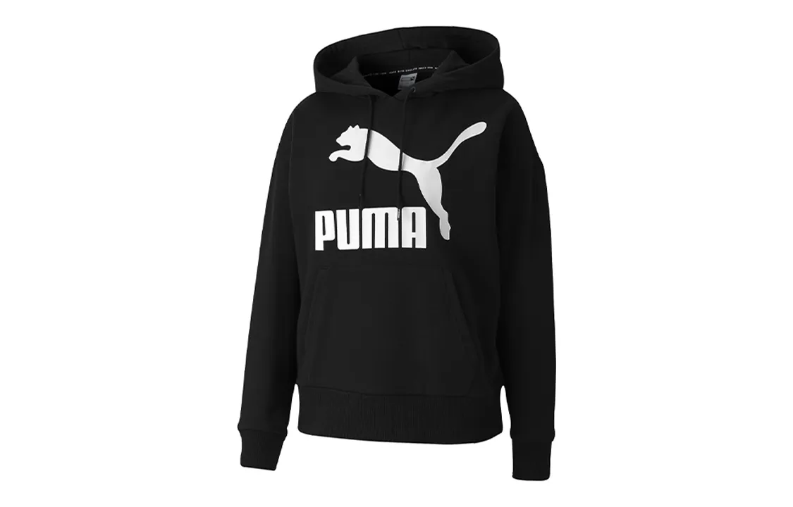PUMA Sweatshirts Women's Black Hooded Moderate Regular
