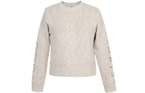 KENZO Knitwear Women's Beige Gray Crew Neck Moderate Other