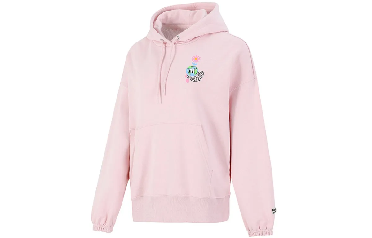PUMA Downtown Sweatshirts Women's Pink Hooded Moderate Regular