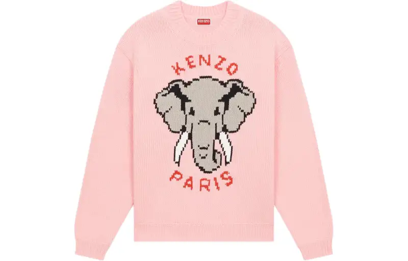 KENZO Elephant' Wool Jumper Sweater Women's Pink