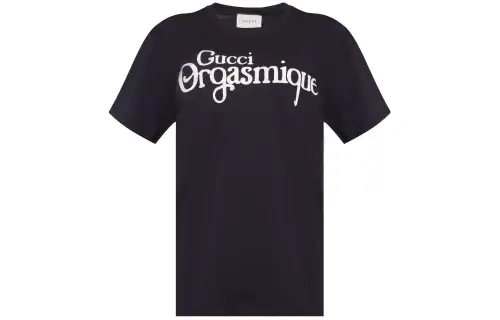 GUCCI T Shirts Women's Black Crew Neck Moderate Straight Fit