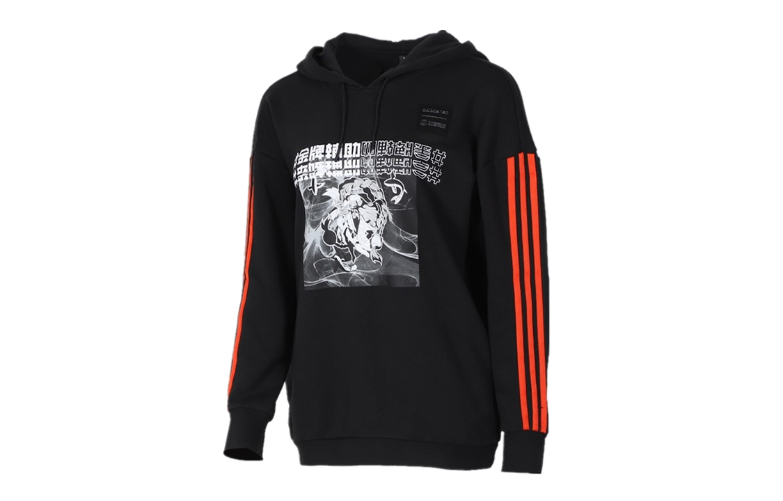 Adidas neo W Wzry Hdy college style printed striped sports pullover color block sweatshirt women's black