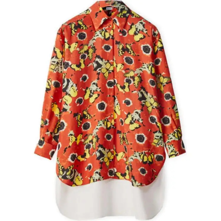LOEWE Shirts Women's Red Pointed Collar Moderate Shirt