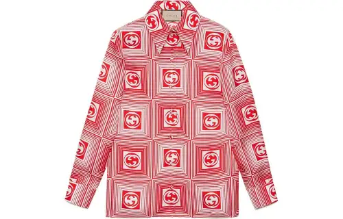 GUCCI Shirts Women's Red Lapel Moderate Other