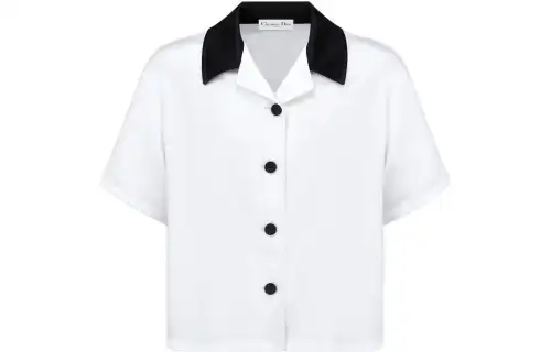 DIOR Quarterly New Products Shirts Women's White Cuban Collar Moderate Shirt