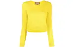 GUCCI Cashmere Sweaters Women's Yellow Crew Neck Moderate