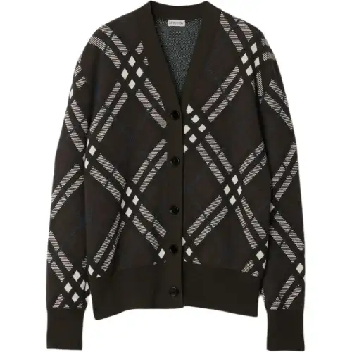 Burberry check wool blend cardigan