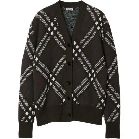 Burberry check wool blend cardigan