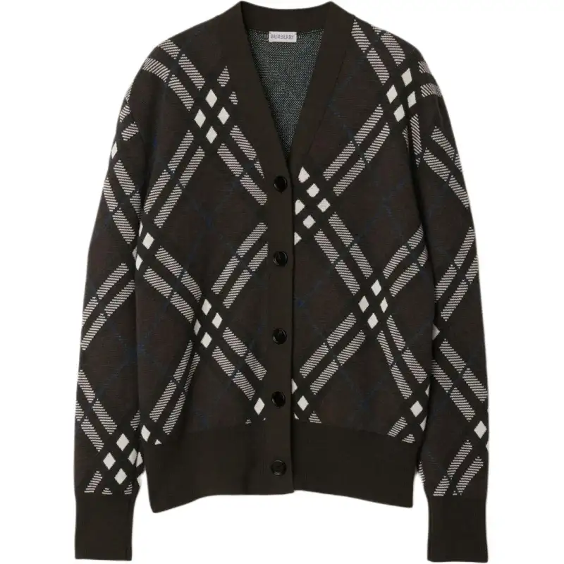 Burberry check wool blend cardigan