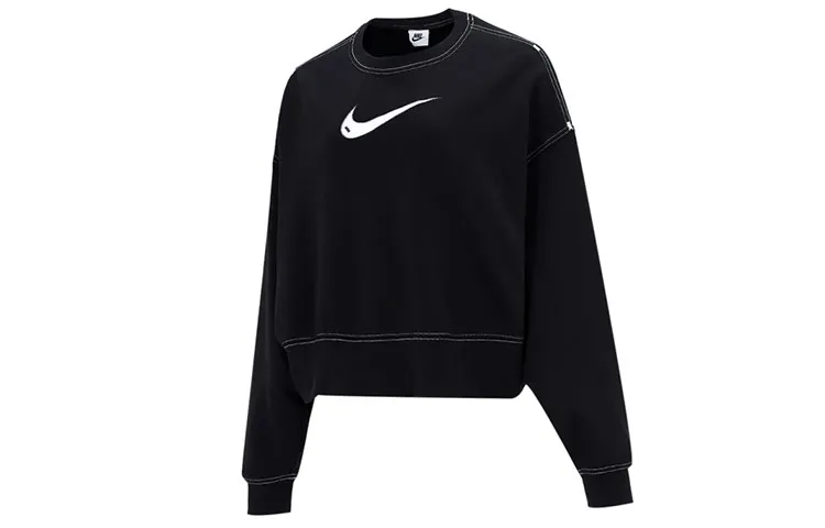Nike Sportswear Swoosh Oversized Women's Fleece Crew-Neck Top Black