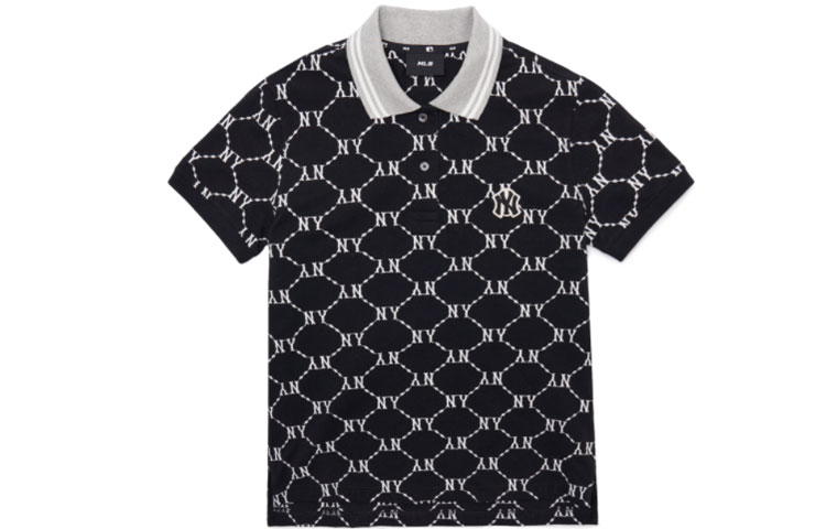 MLB MLB, base black polo, with your logo imprint, with short sleeve