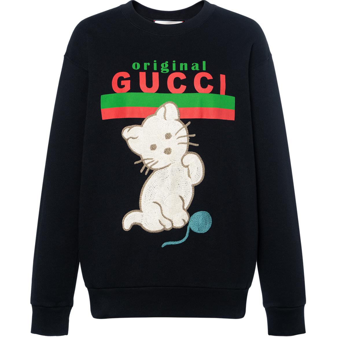 Женское худи Gucci Logo Cat (черное)