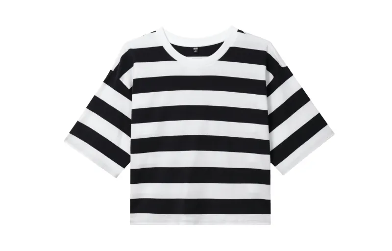 UNIQLO Drop Shoulder Sleeve T Shirt Women's Navy Blue